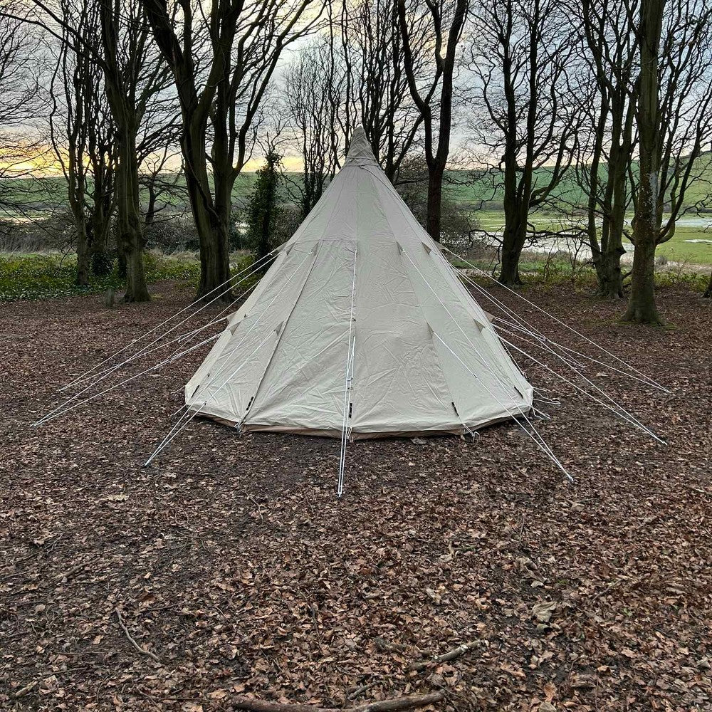 4m Tipi Tent Fireproof With Stove Hole & Flap - Bell Tent Sussex