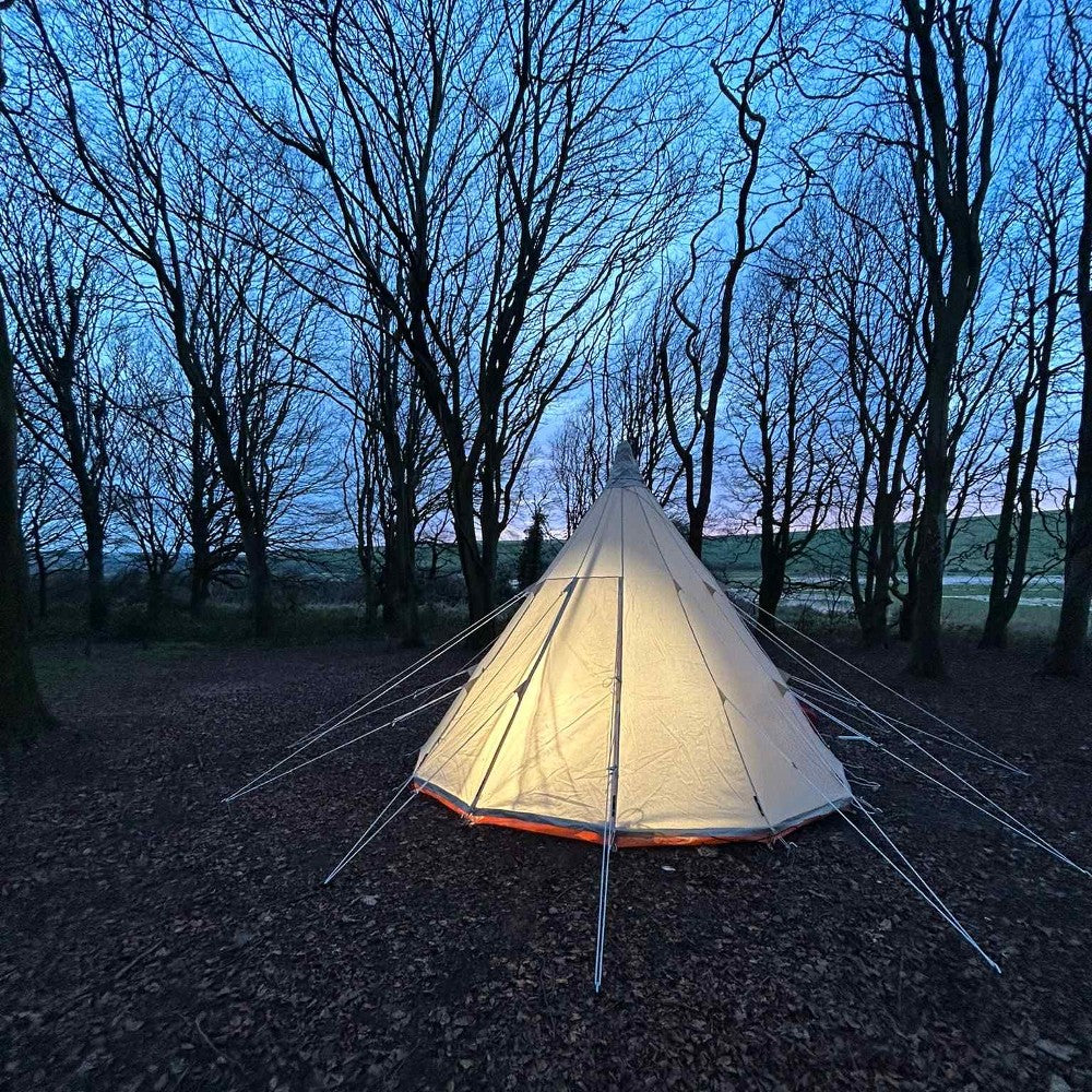 4m Tipi Tent Fireproof With Stove Hole & Flap - Bell Tent Sussex