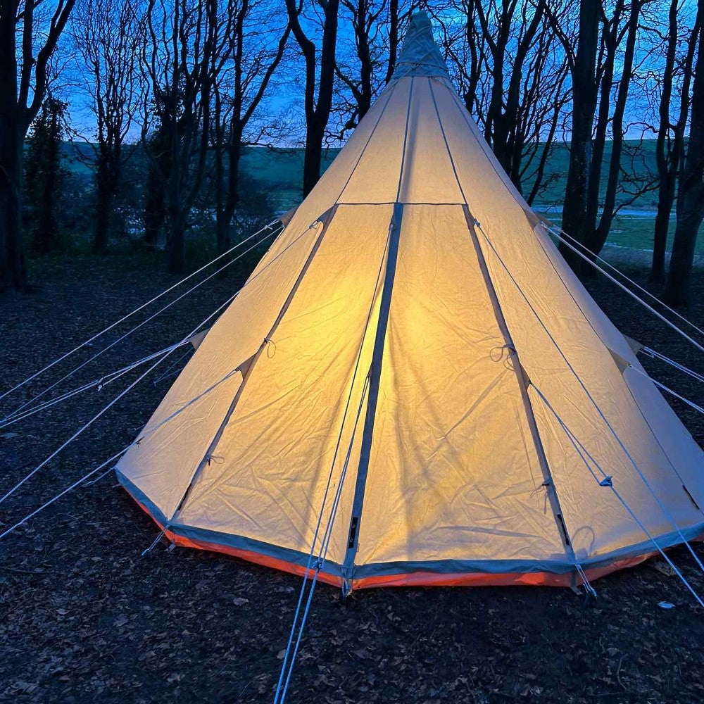 4m Tipi Tent Fireproof With Stove Hole & Flap - Bell Tent Sussex