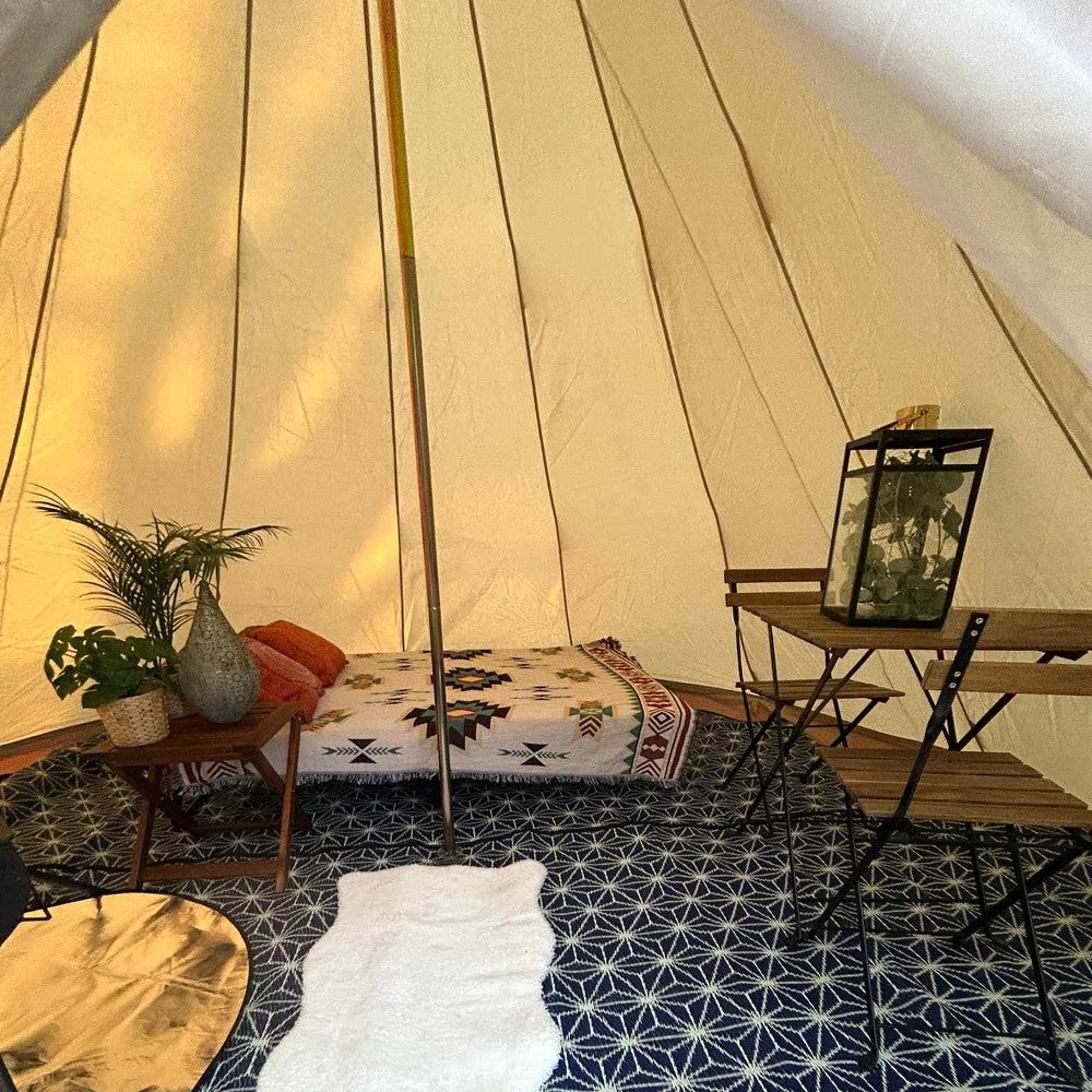 4m Tipi Tent Fireproof With Stove Hole & Flap - Bell Tent Sussex