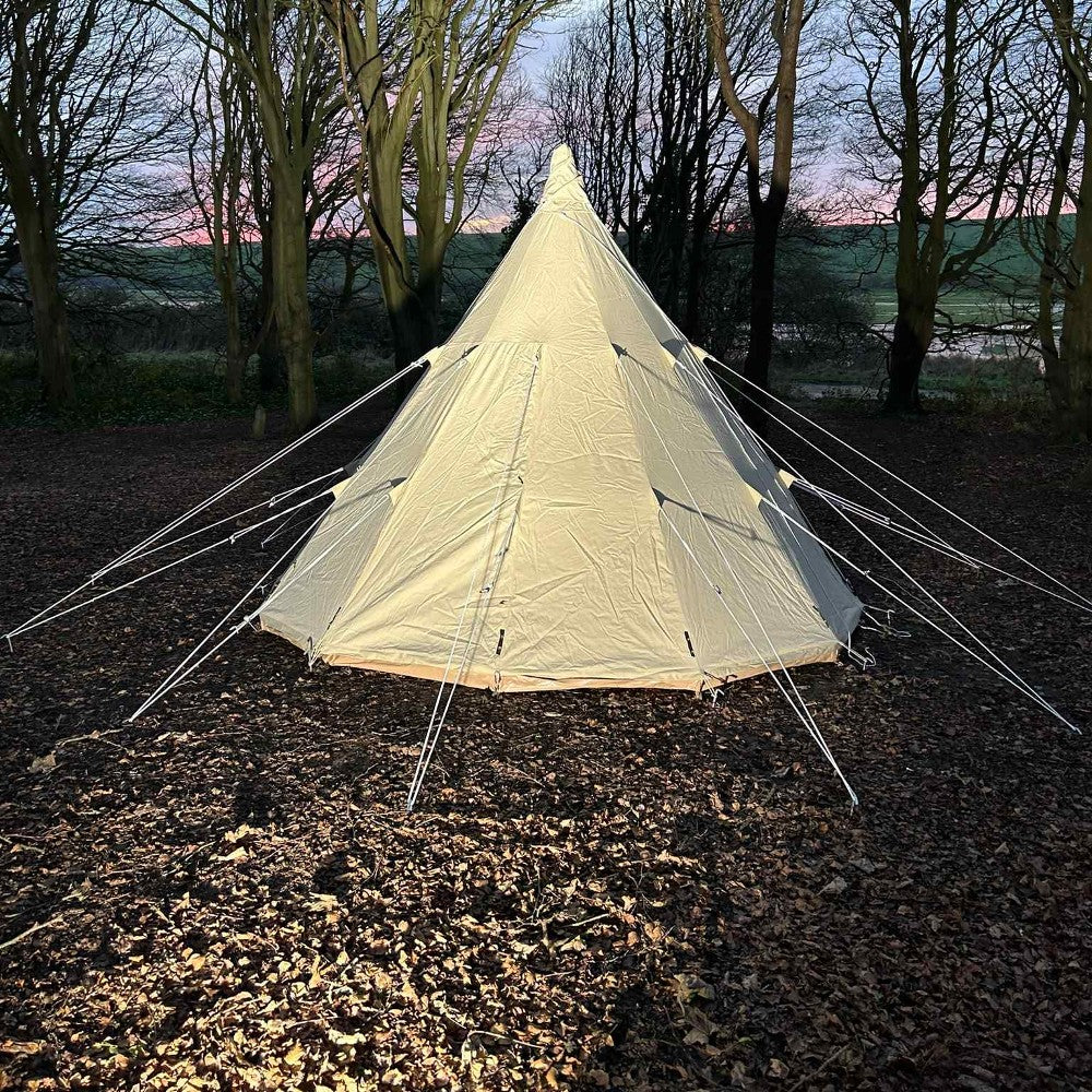 4m Tipi Tent Fireproof With Stove Hole & Flap - Bell Tent Sussex
