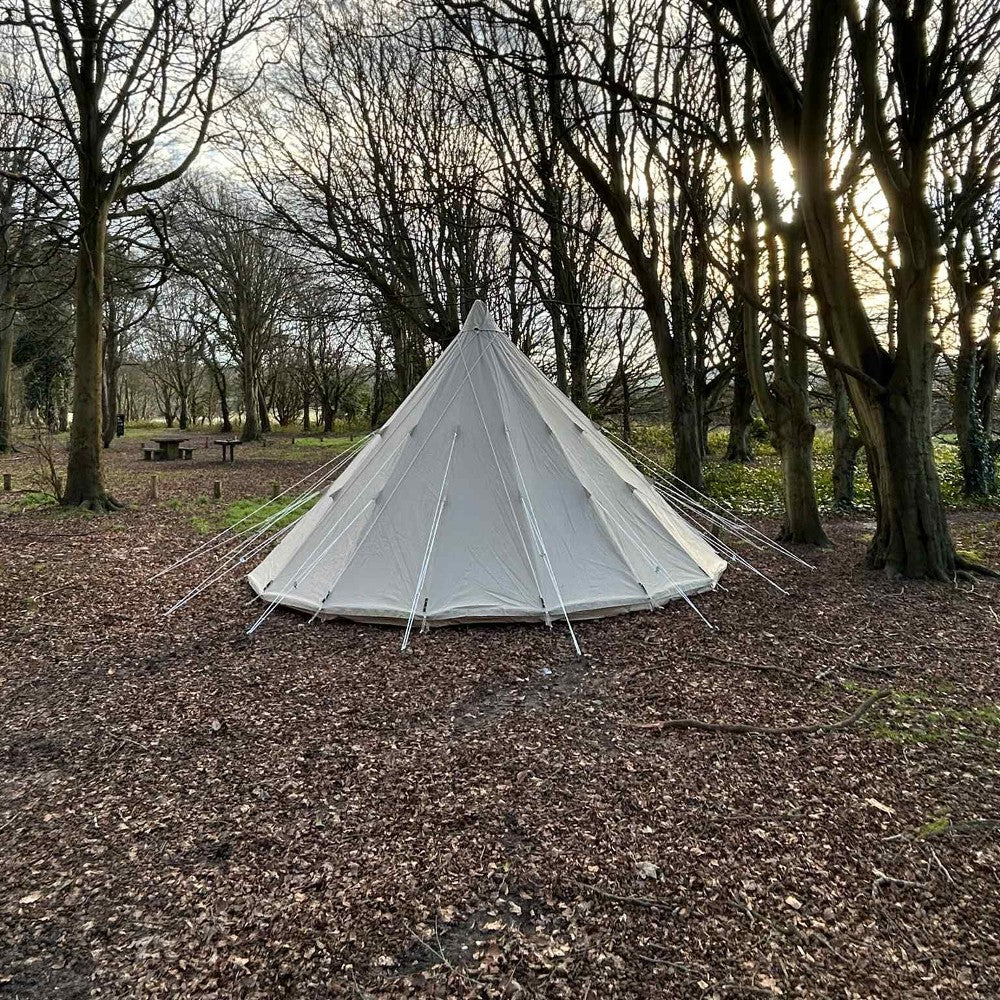 6m Tipi Tent Fireproof With Stove Hole & Flap - Bell Tent Sussex