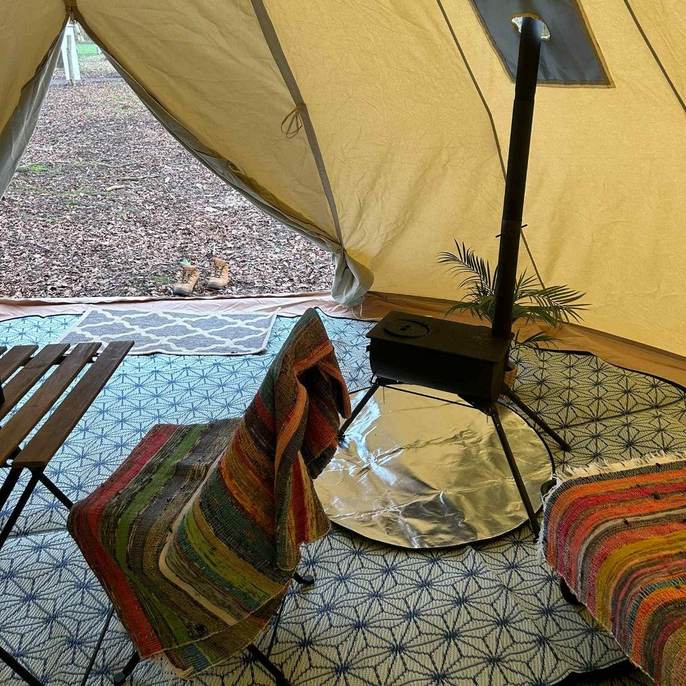 6m Tipi Tent Fireproof With Stove Hole & Flap - Bell Tent Sussex