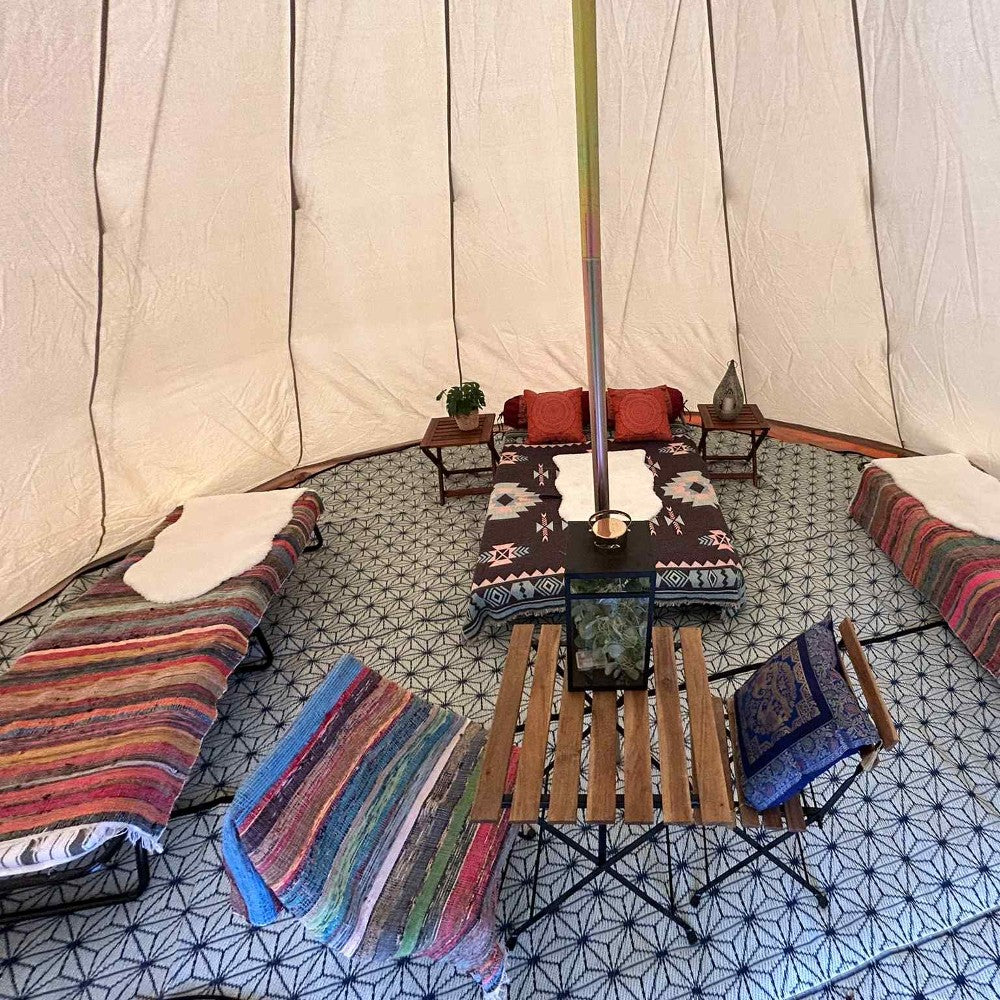 6m Tipi Tent Fireproof With Stove Hole & Flap - Bell Tent Sussex