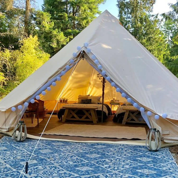 7m Bell Tent Fireproof With Stove Hole & Flap - Bell Tent Sussex
