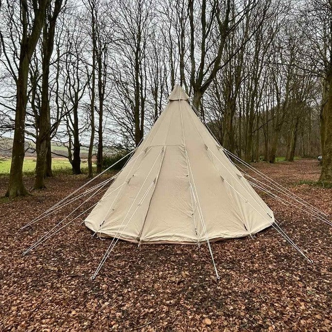 5m Tipi Tent Fireproof With Stove Hole & Flap - Bell Tent Sussex