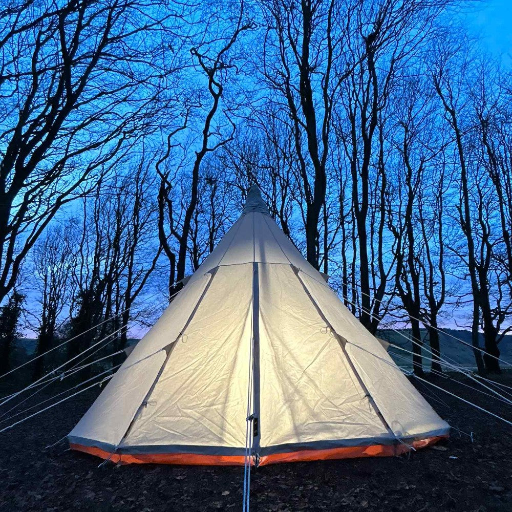 4m Tipi Tent Fireproof With Stove Hole & Flap - Bell Tent Sussex