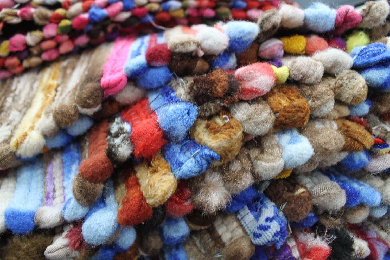 Indian Velvet Rag Rug - Bell Tent Sussex