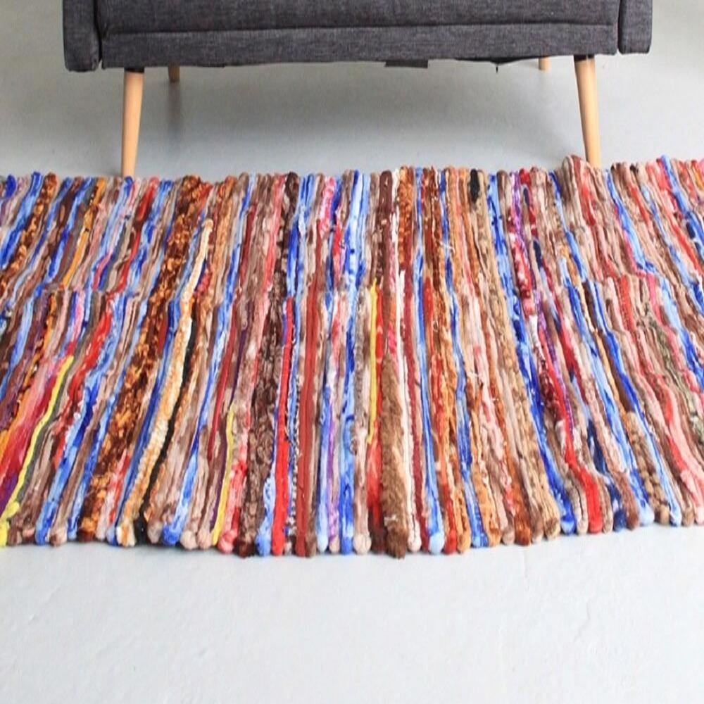 Indian Velvet Rag Rug - Bell Tent Sussex