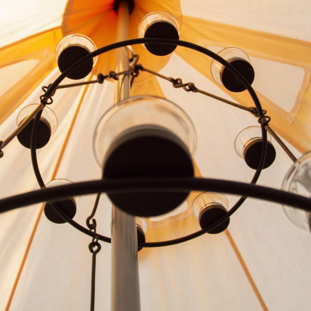 Tea Light Candle Chandelier Double Tier - Black - Bell Tent Sussex