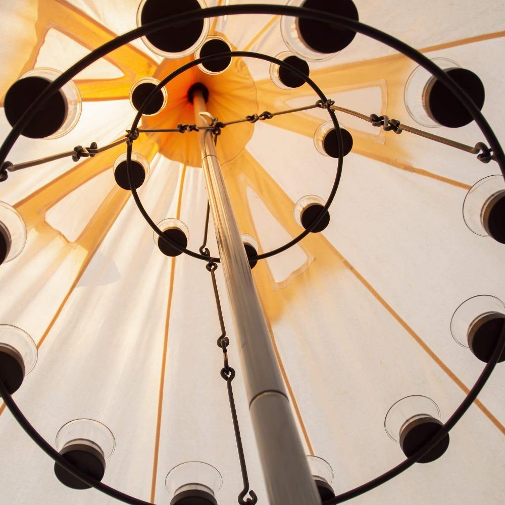 Tea Light Candle Chandelier Double Tier - Black - Bell Tent Sussex