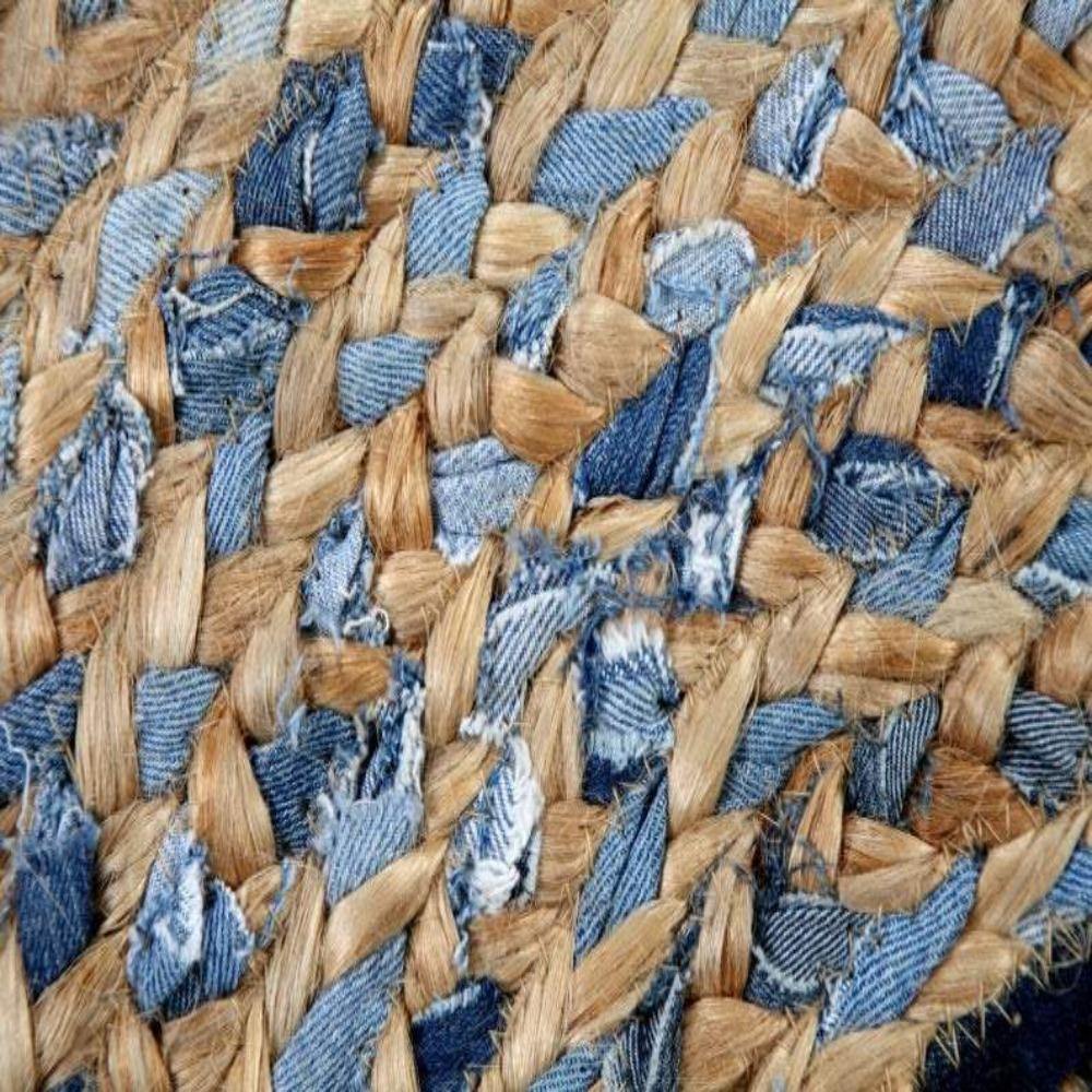 Round Jute and Recycled Soft Denim Rugs - Bell Tent Sussex