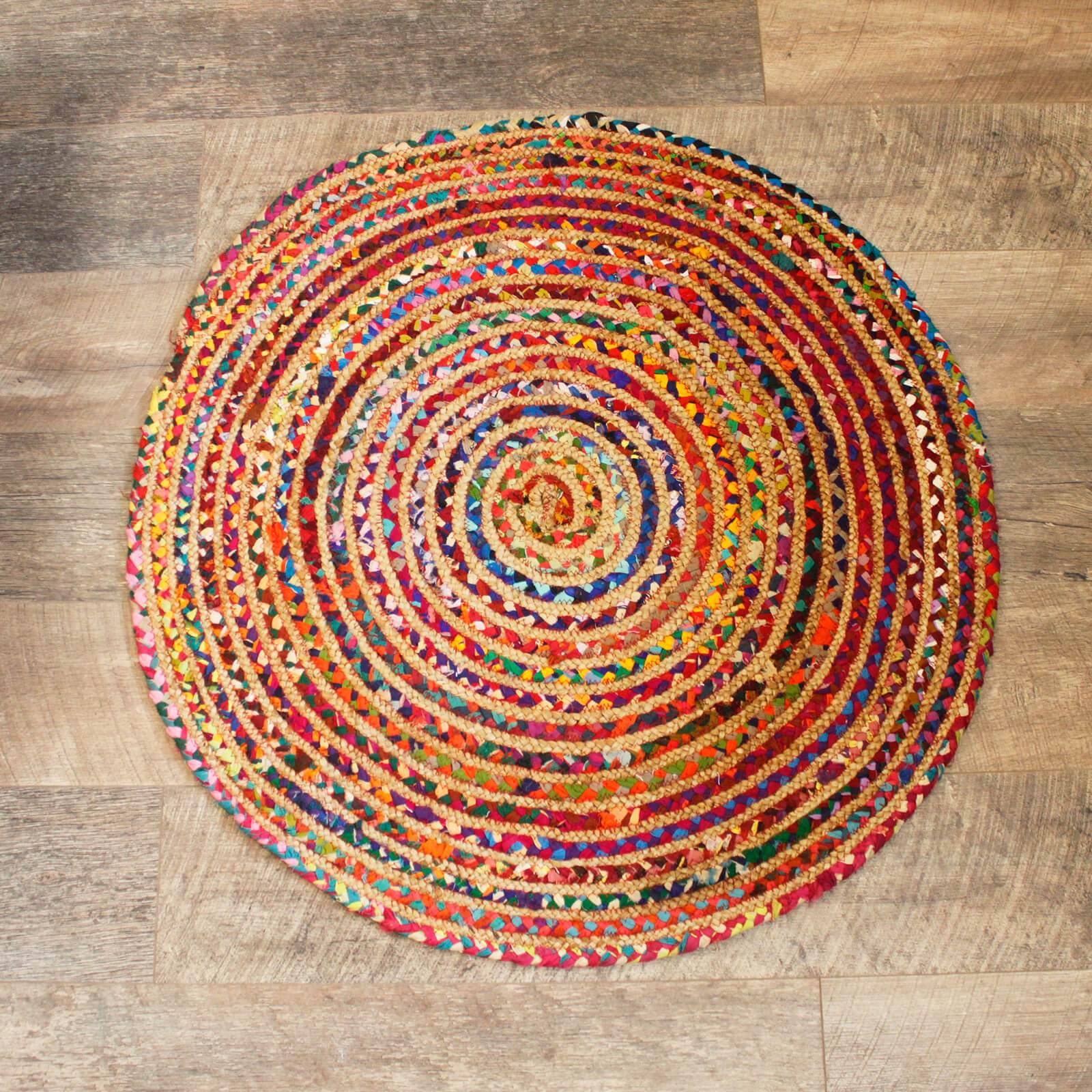 Round Jute and Recycled Soft Cotton Rugs - Bell Tent Sussex