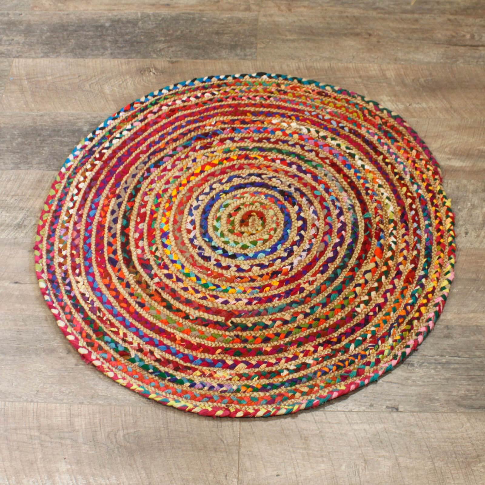 Round Jute and Recycled Soft Cotton Rugs - Bell Tent Sussex