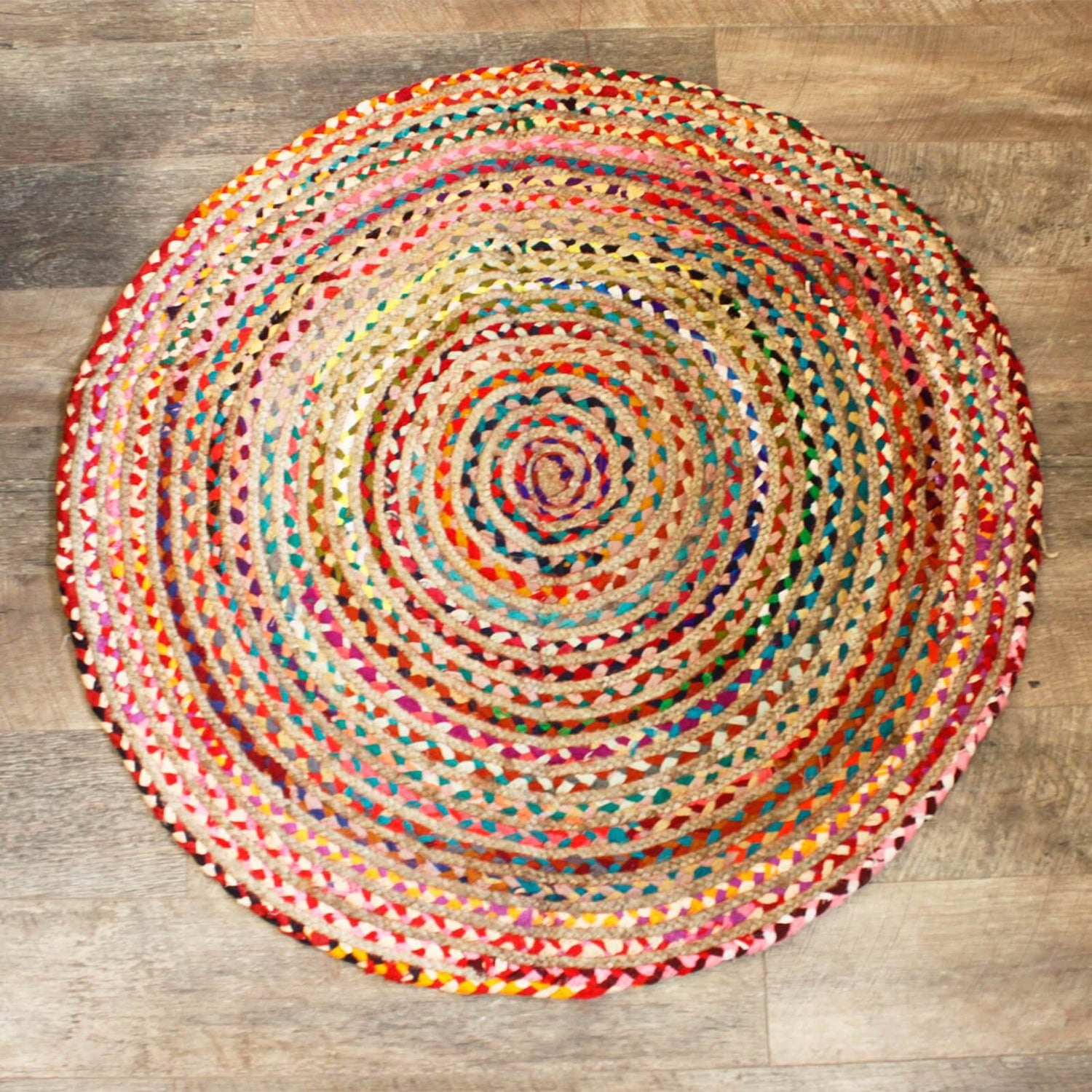 Round Jute and Recycled Soft Cotton Rugs - Bell Tent Sussex