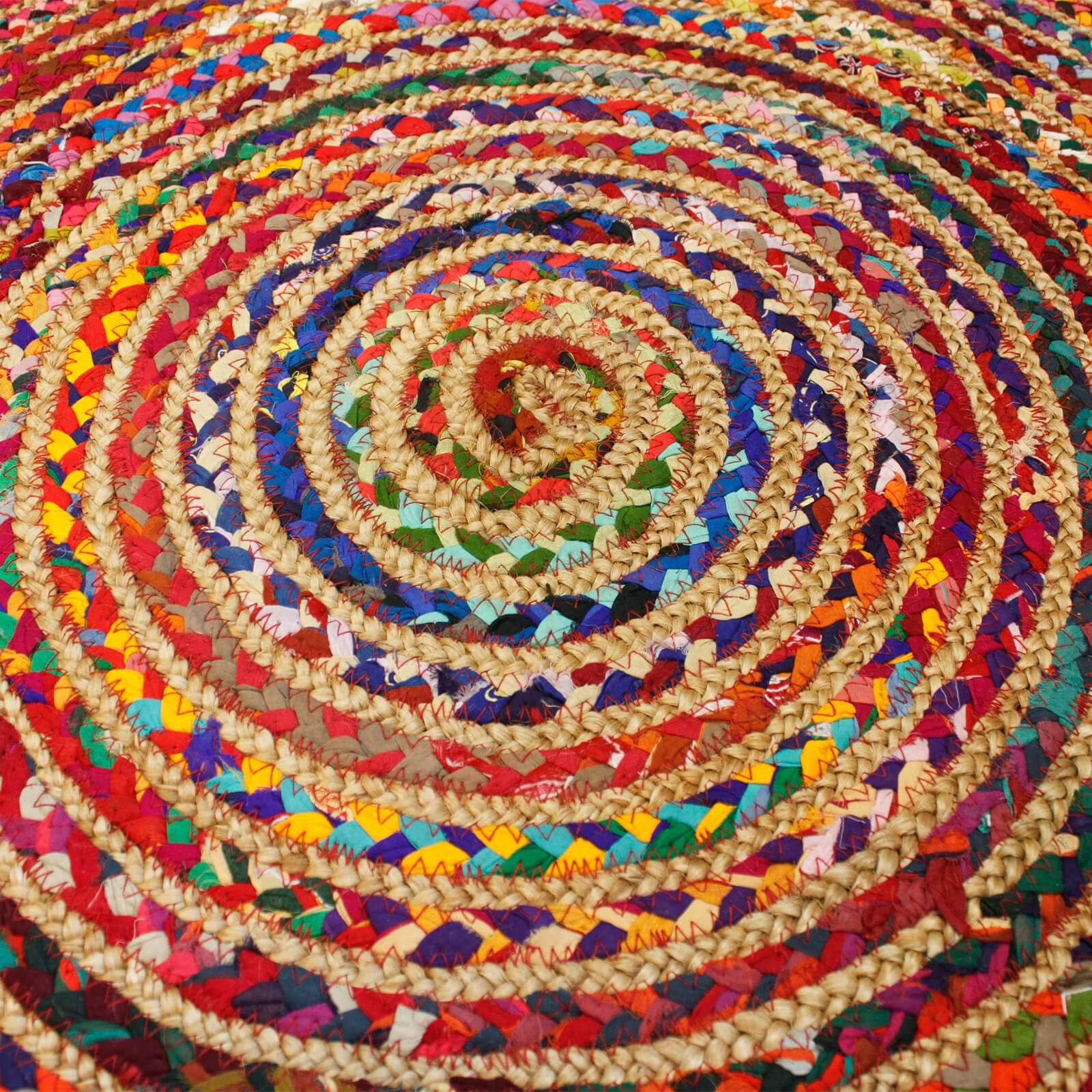 Round Jute and Recycled Soft Cotton Rugs - Bell Tent Sussex