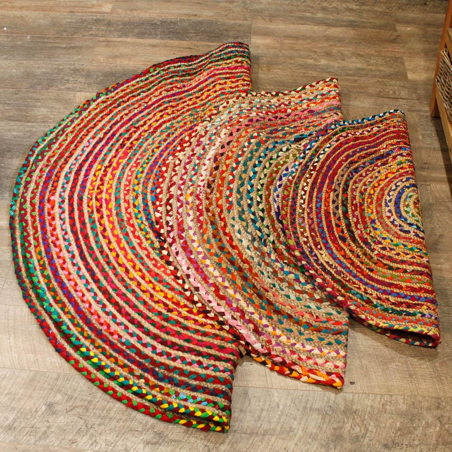 Round Jute and Recycled Soft Cotton Rugs - Bell Tent Sussex