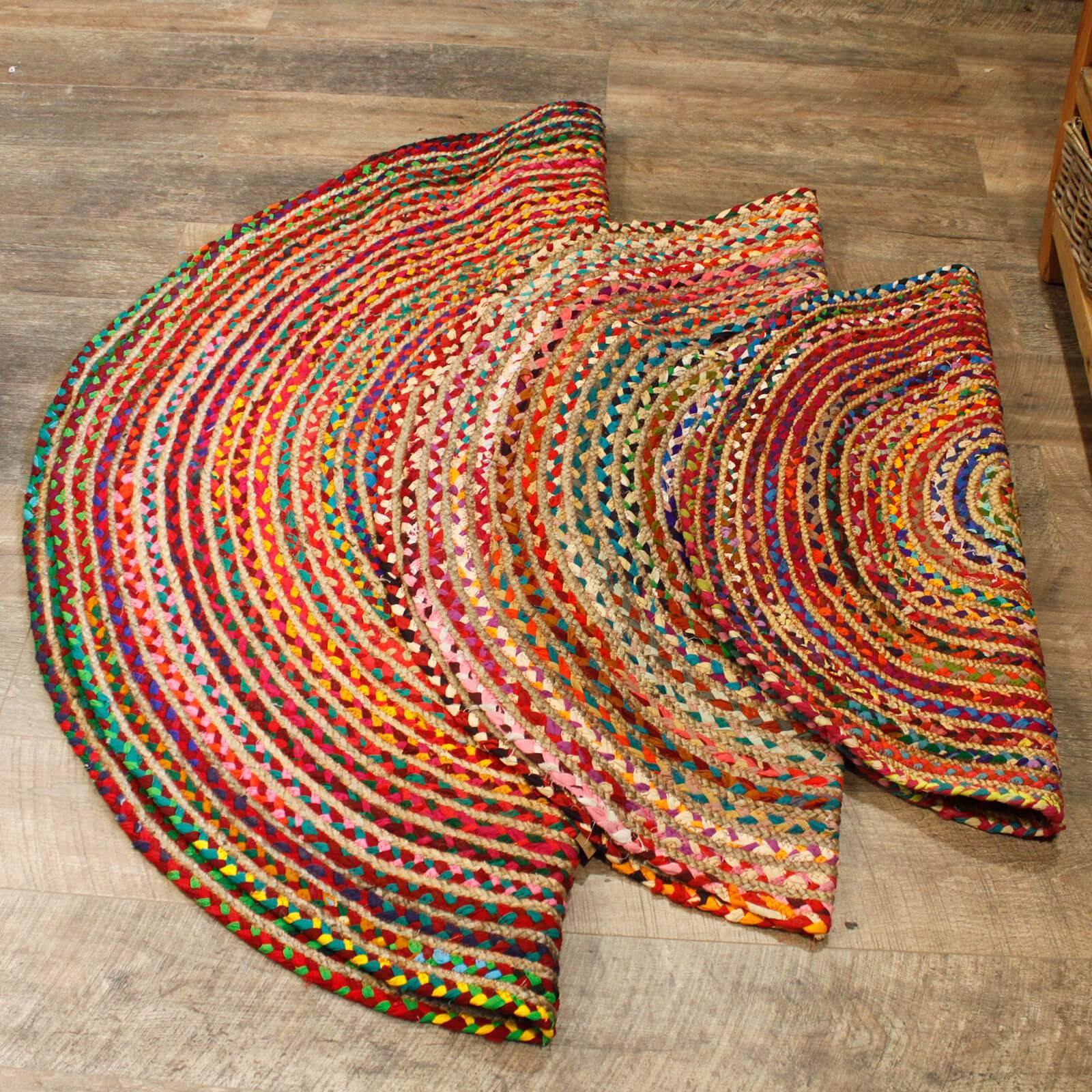 Round Jute and Recycled Soft Cotton Rugs - Bell Tent Sussex