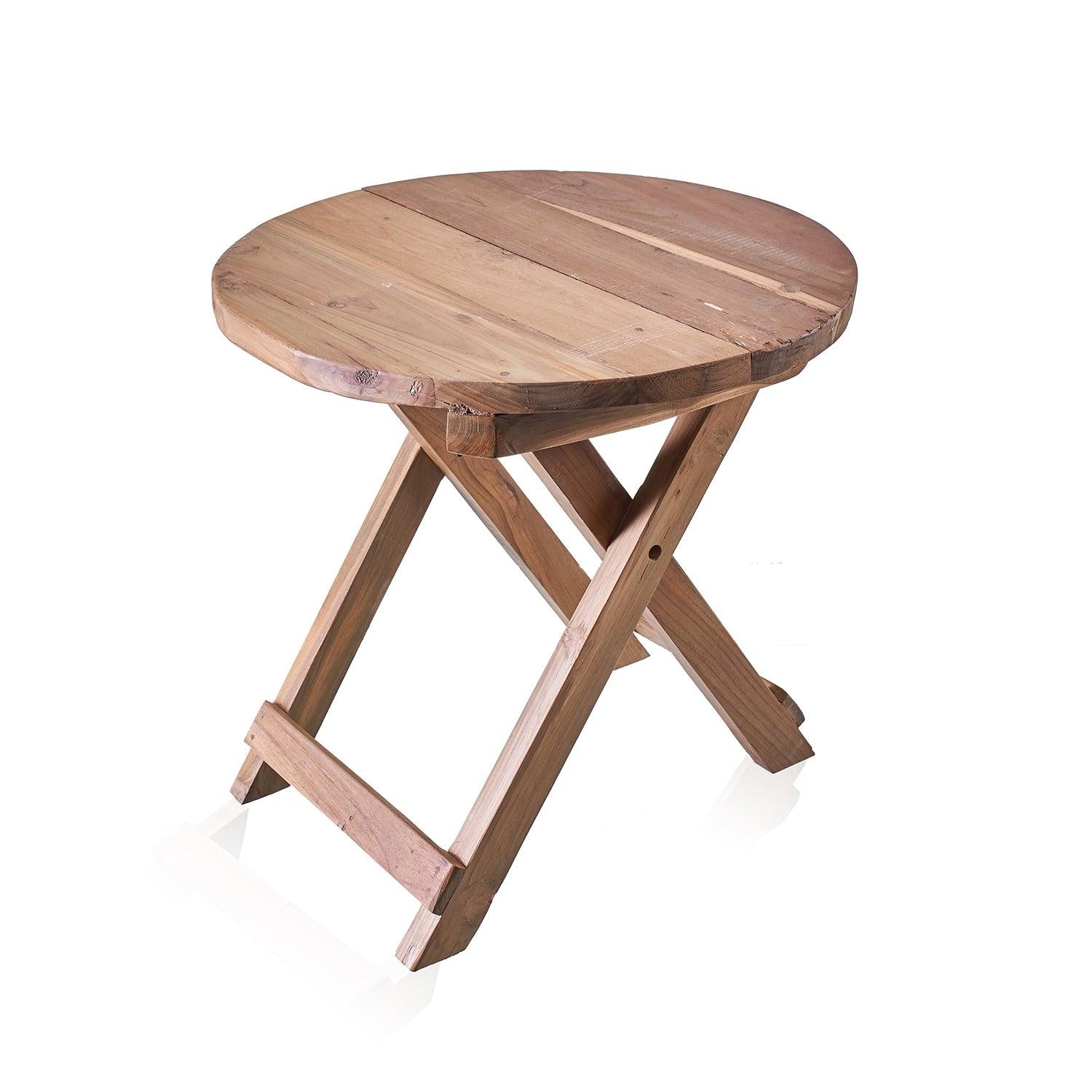Round Bed Side Table / Coffee Table - Recycled Wood - Bell Tent Sussex