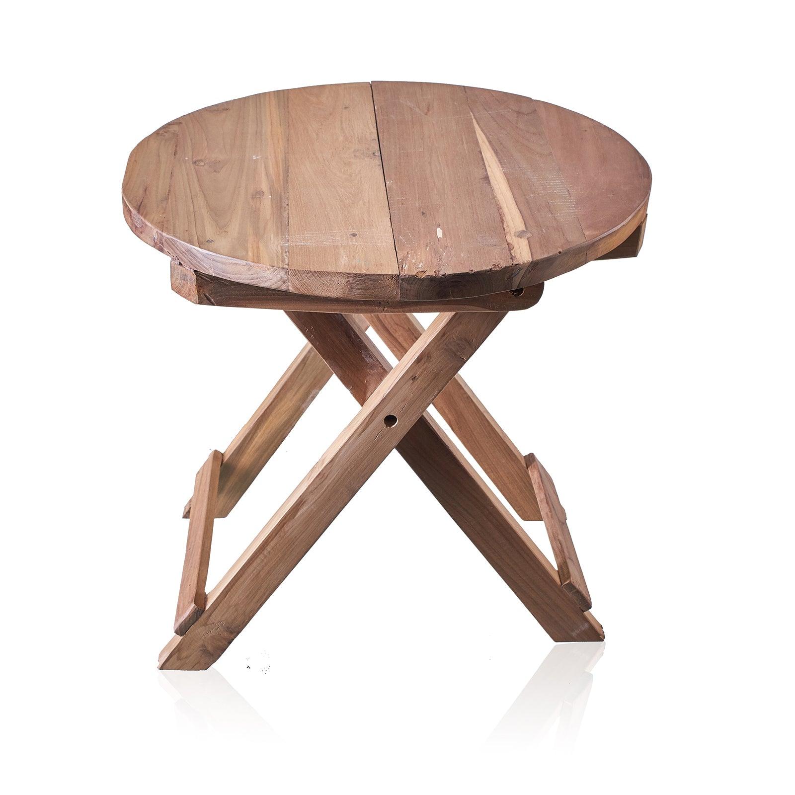 Round Bed Side Table / Coffee Table - Recycled Wood - Bell Tent Sussex