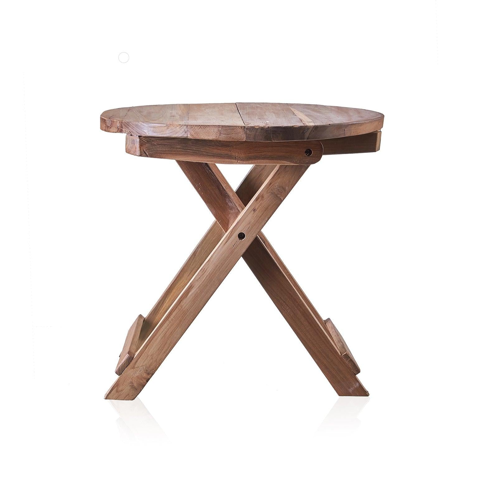 Round Bed Side Table / Coffee Table - Recycled Wood - Bell Tent Sussex