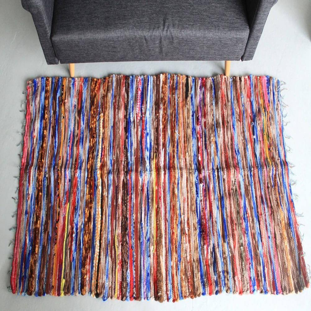 Indian Velvet Rag Rug - Bell Tent Sussex
