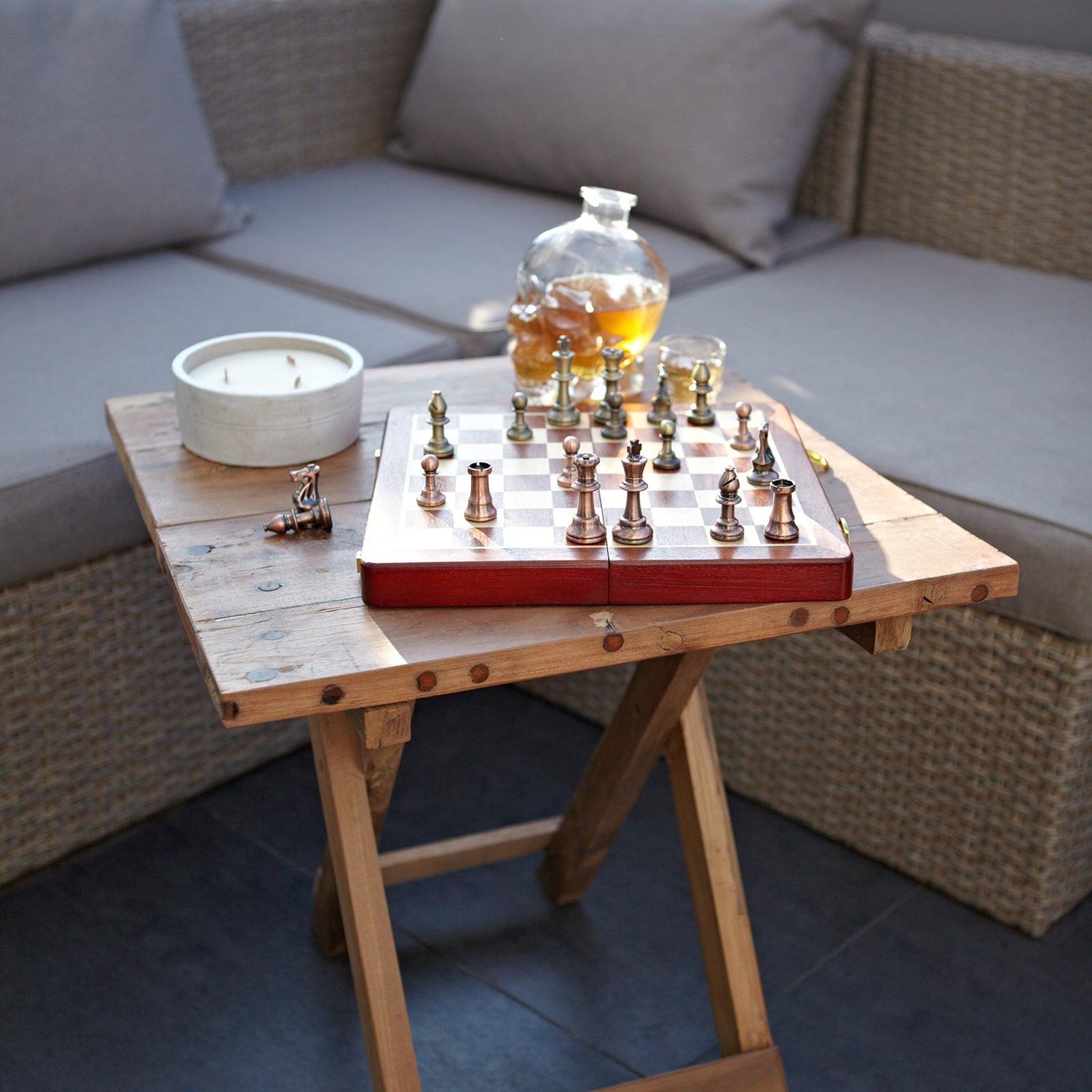 Square Bed Side Table / Coffee Table - Recycled Wood - Bell Tent Sussex