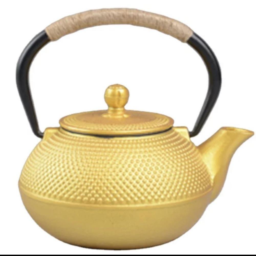 Cast Iron Tea Pots Gold - Bell Tent Sussex
