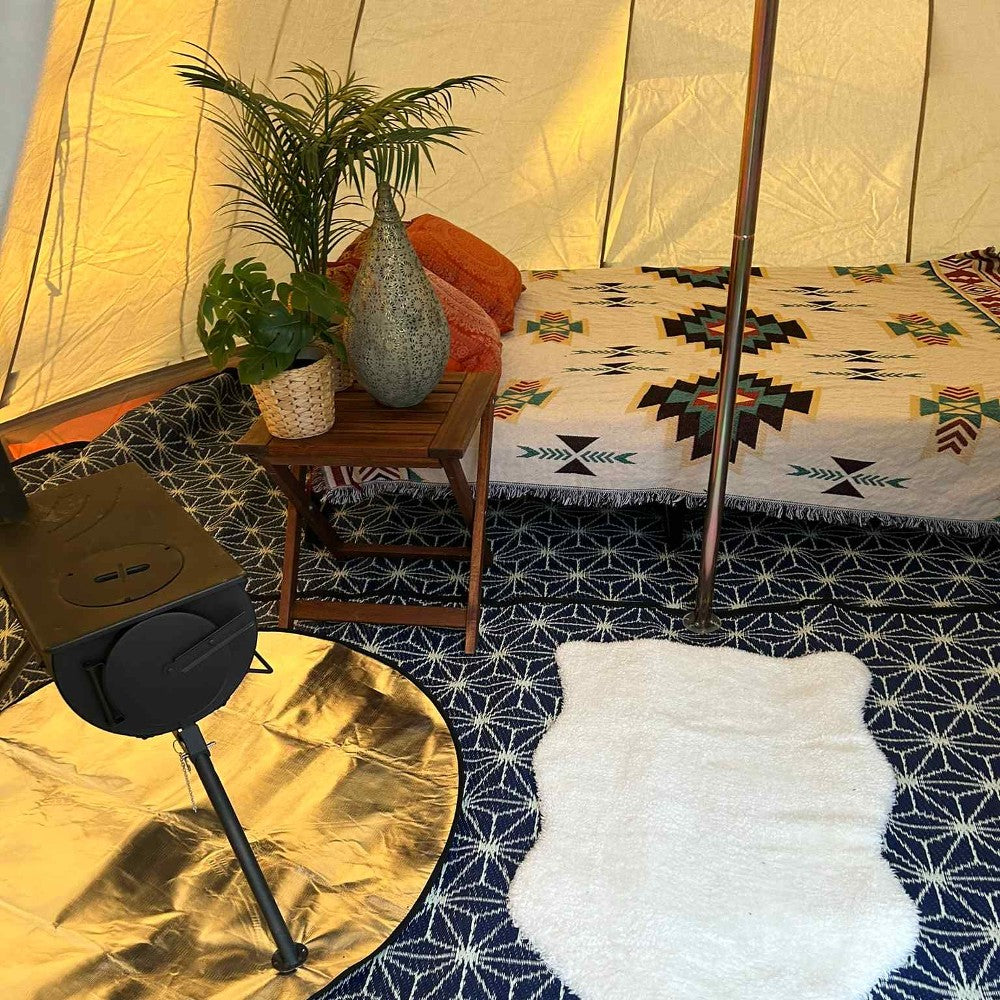 4m Tipi Tent Fireproof With Stove Hole & Flap - Bell Tent Sussex