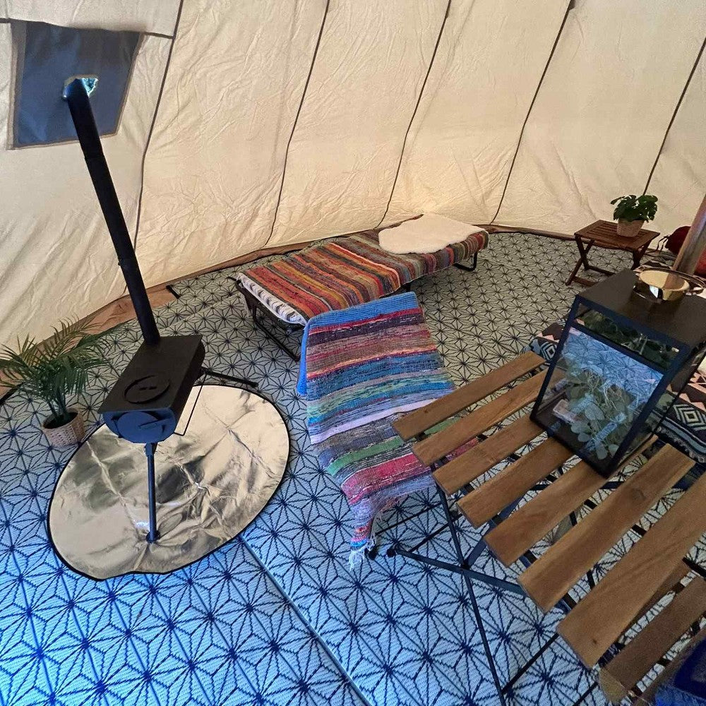 6m Tipi Tent Fireproof With Stove Hole & Flap - Bell Tent Sussex