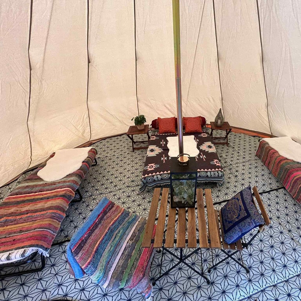 6m Tipi Tent Fireproof With Stove Hole &amp; Flap - Bell Tent Sussex
