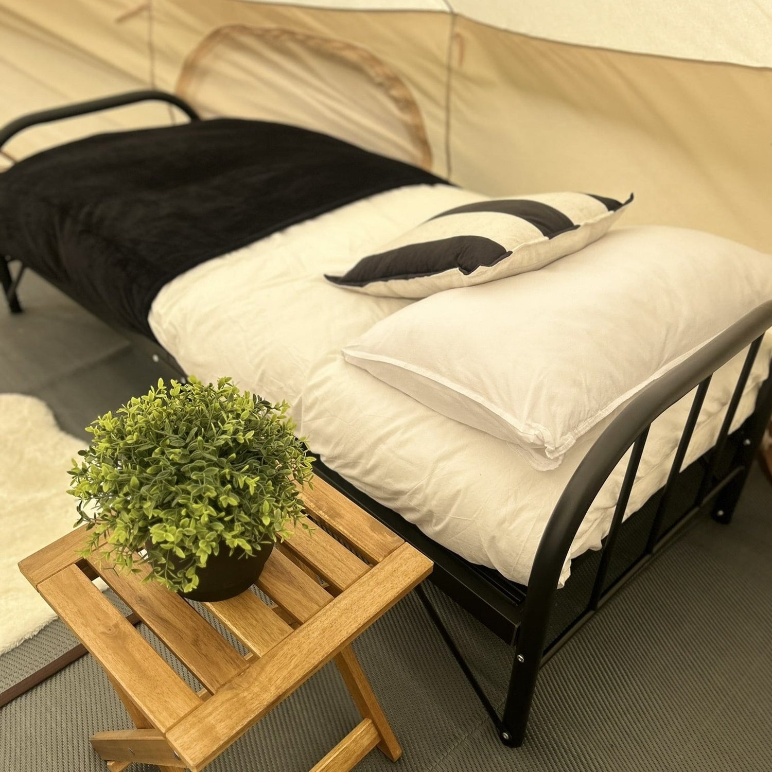 camping beds Ultra-Comfort Camping Bed: Lightweight with Luxury Mattress & Memory Foam Topper – Bell Tent Sussex