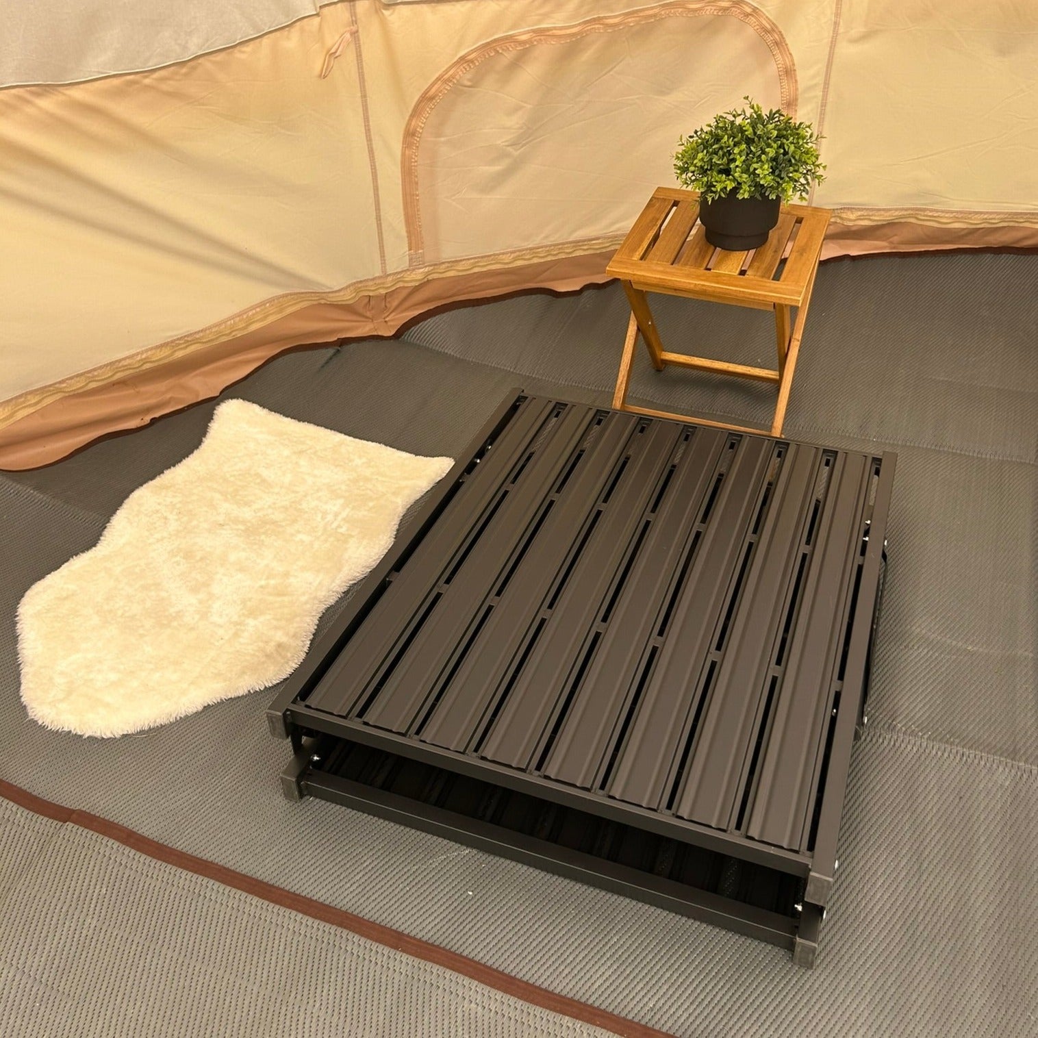 Ultra-Comfort Camping Bed: Lightweight Foldable Frame with Luxury Mattress &amp; Memory Foam Topper - [Bell Tents]