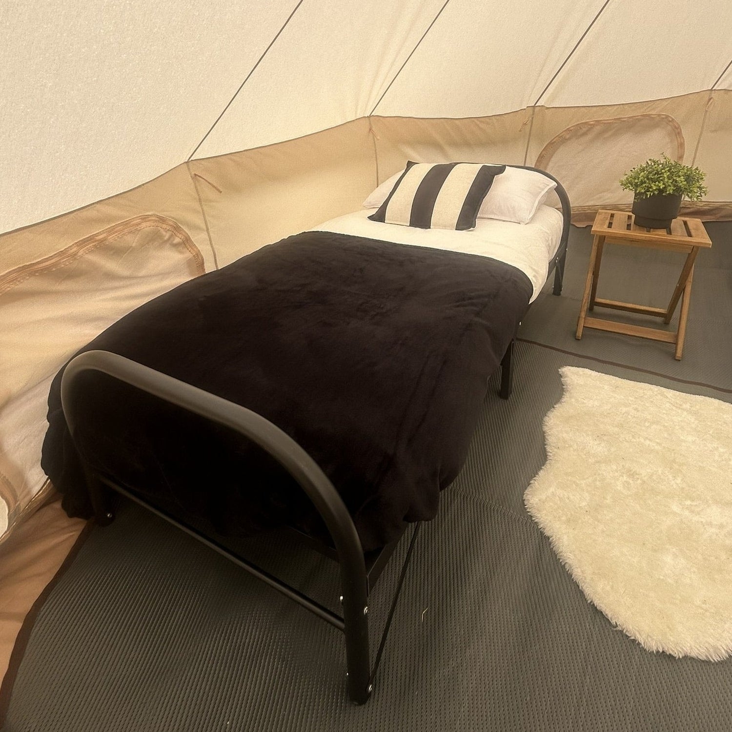 tent voor over bed Ultra-Comfort Camping Bed: Lightweight with Luxury Mattress & Memory Foam Topper – Bell Tent Sussex