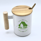 Ceramic Mug With Luxury Bamboo Handle & Lid - Bell Tent Sussex