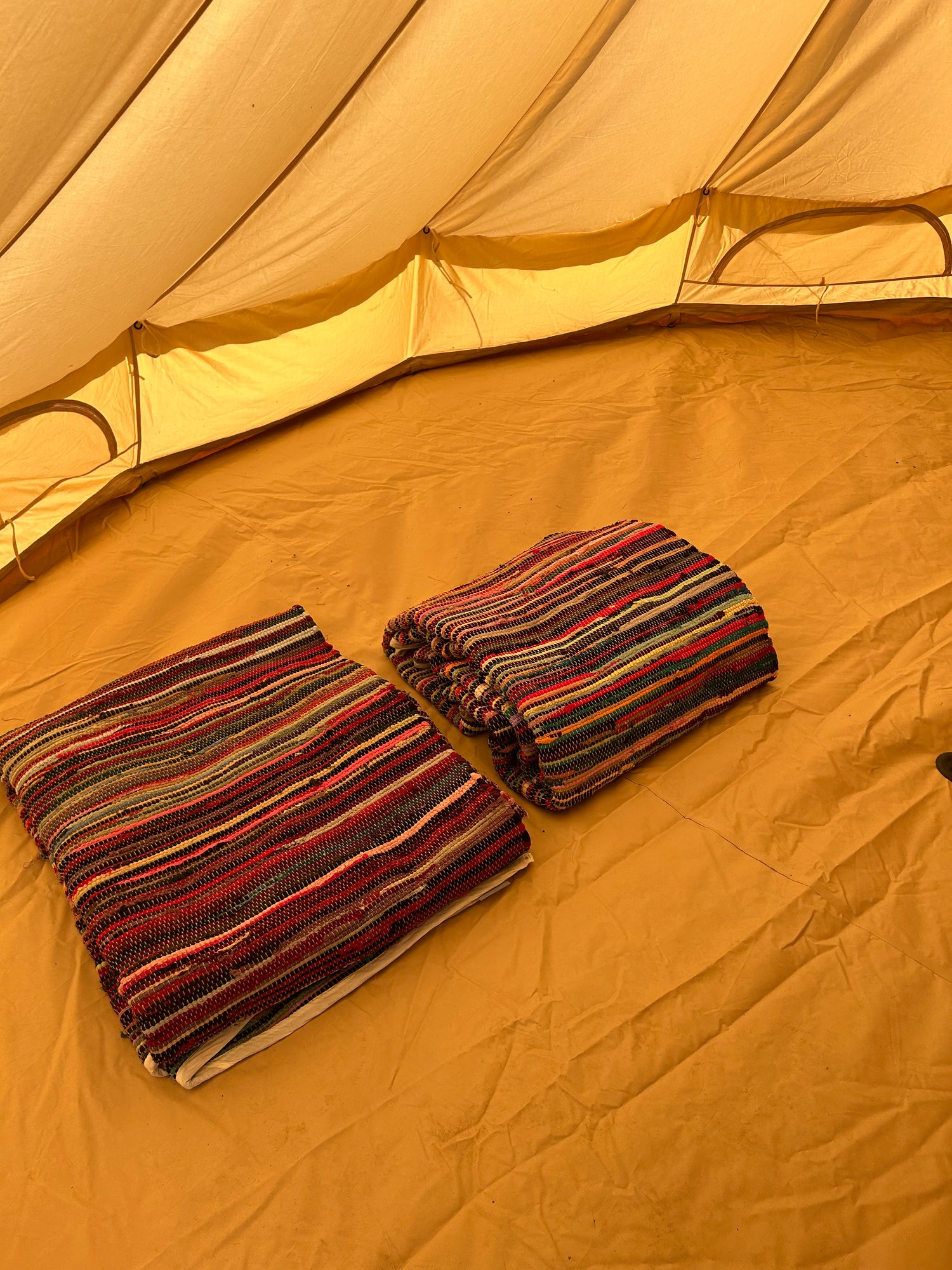Bell Tent Flooring - Indian Rag Rug - Bell Tent Sussex