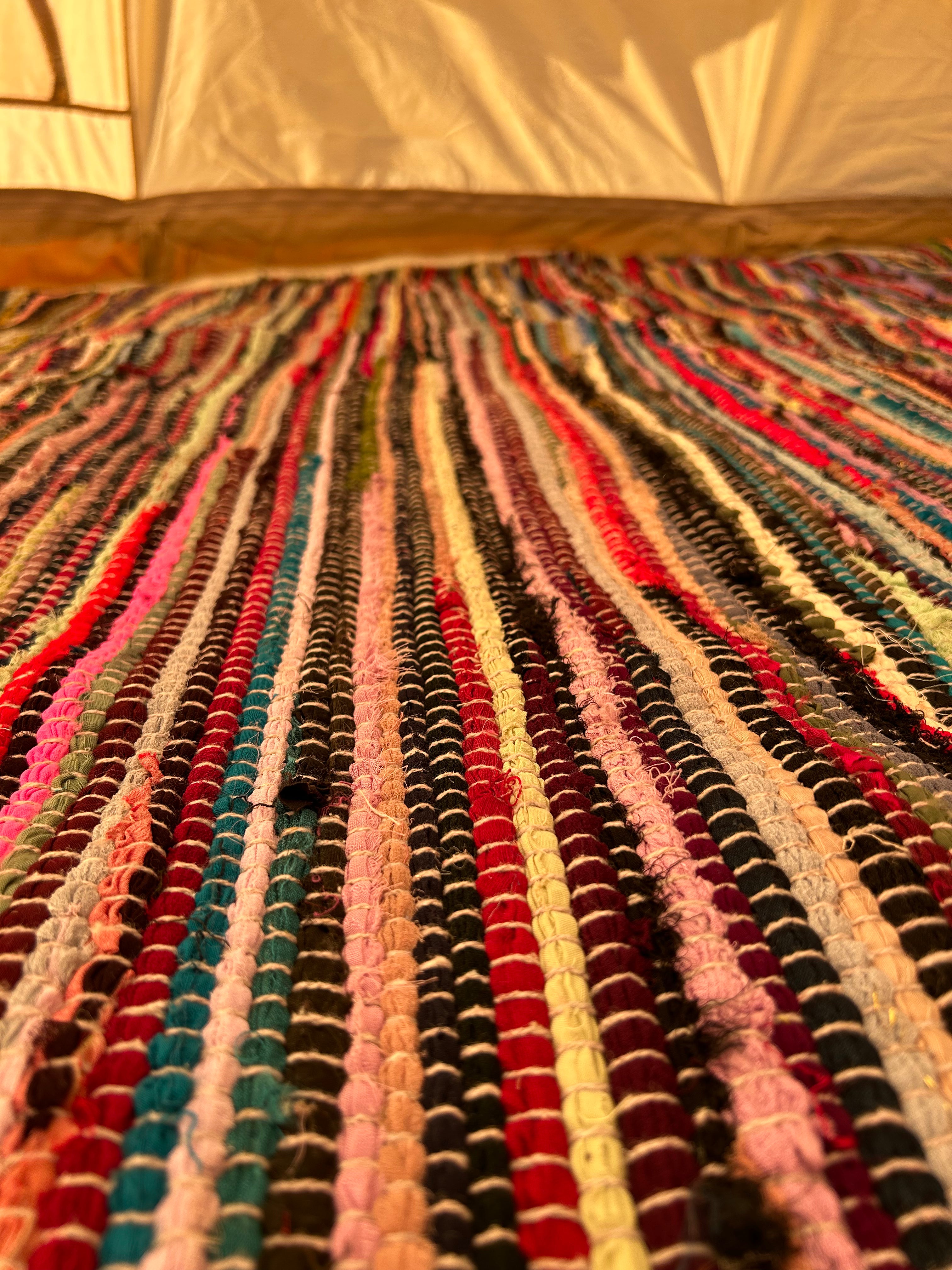 Bell Tent Flooring - Indian Rag Rug - Bell Tent Sussex