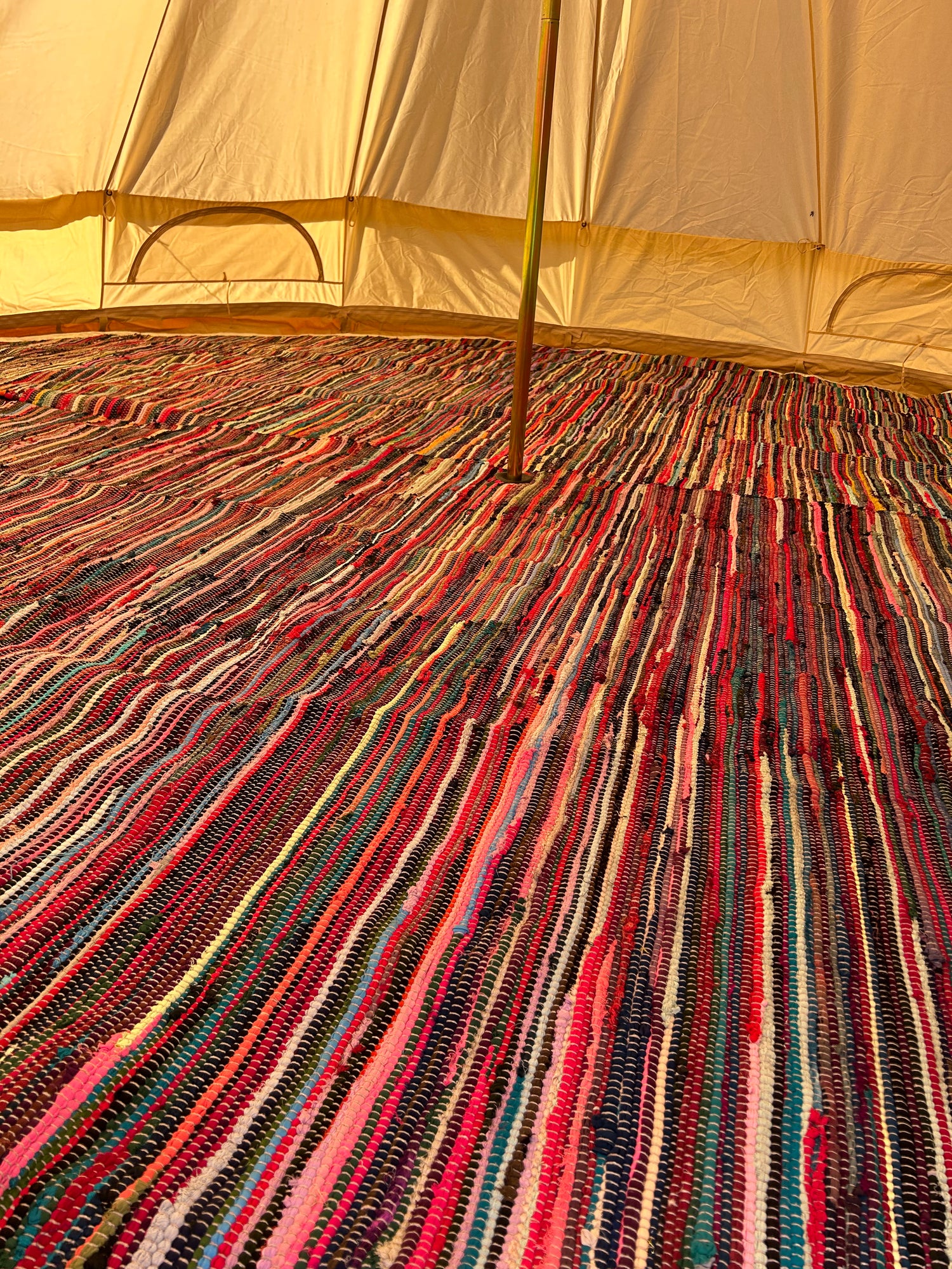 Bell Tent Flooring - Indian Rag Rug - Bell Tent Sussex