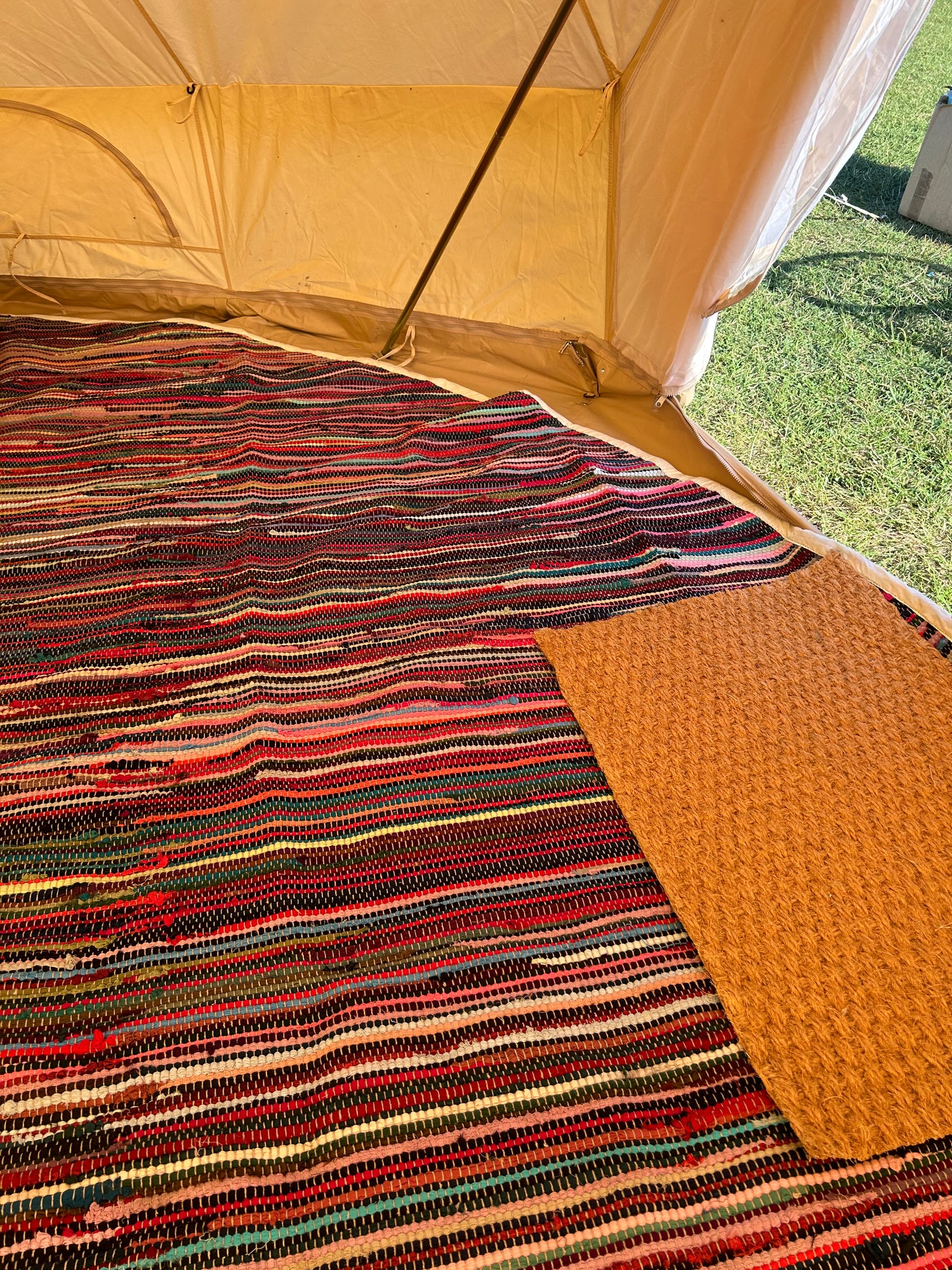 Bell Tent Flooring - Indian Rag Rug - Bell Tent Sussex
