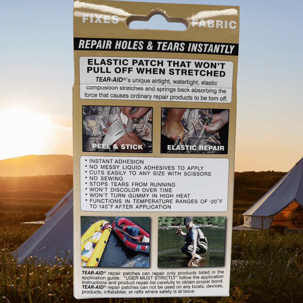 how to repair a torn tent Canvas Repair Patches 'Tear-Aid'