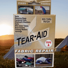 Bell Tent Sussex Tear-Aid Canvas Repair Patch for tents, showing a clear patch applied to a canvas tent fabric.