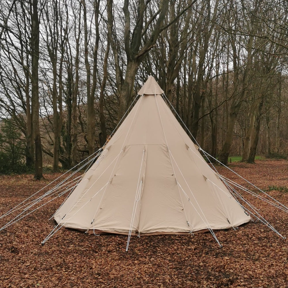 5m Tipi Tent Fireproof With Stove Hole &amp; Flap - Bell Tent Sussex