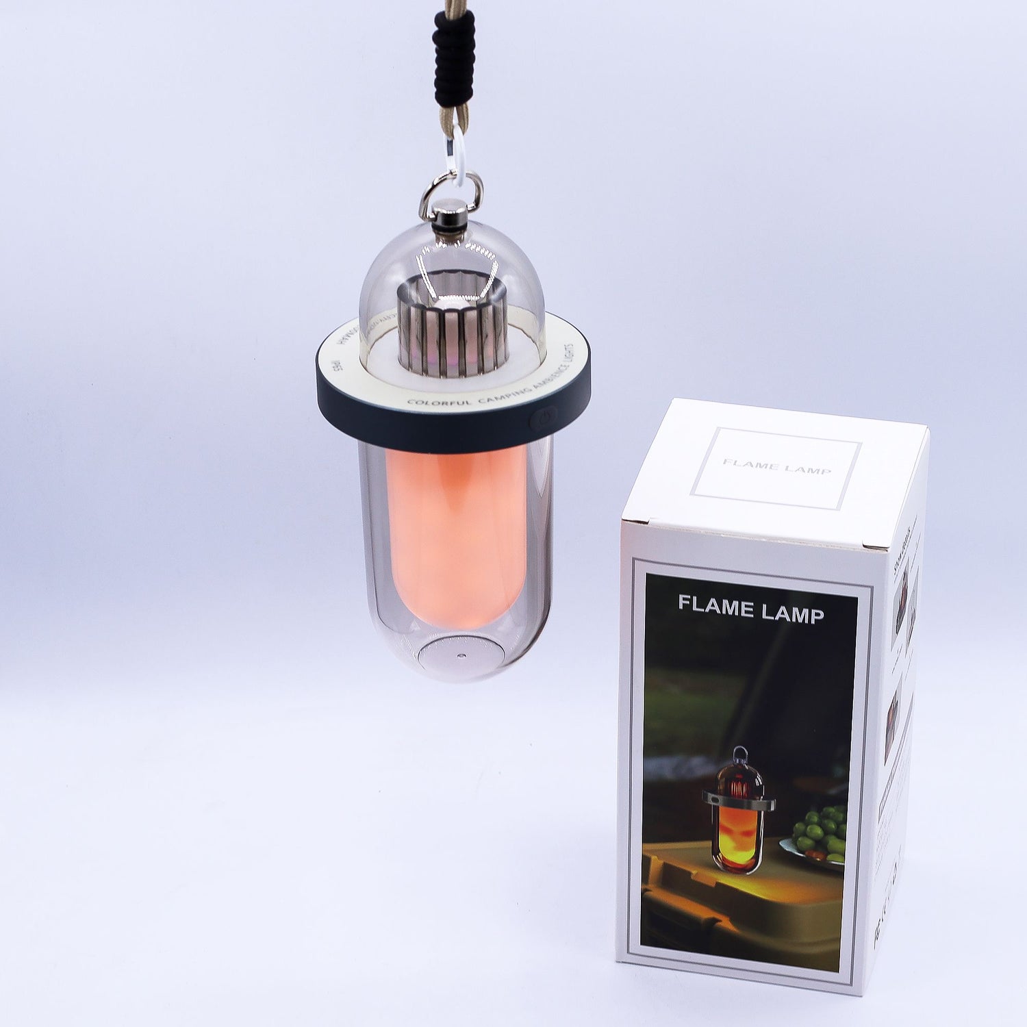 Lamp Effeith Fflam Awyr Agored - Gwyn USB - Gwefradwy C - Lliw Lluosog - [Pebyll Bell]