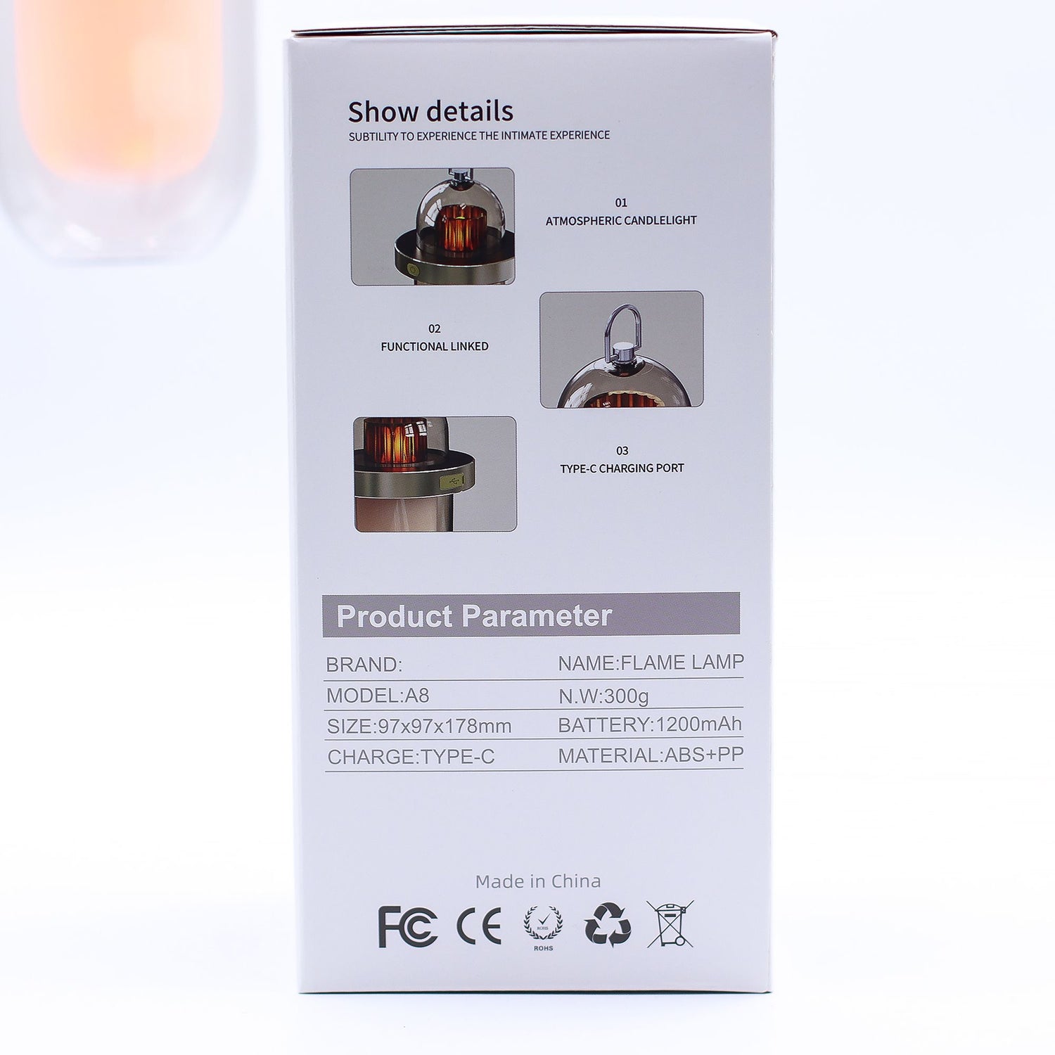 Lamp Effeith Fflam Awyr Agored - Gwyn USB - Gwefradwy C - Lliw Lluosog - [Pebyll Bell]