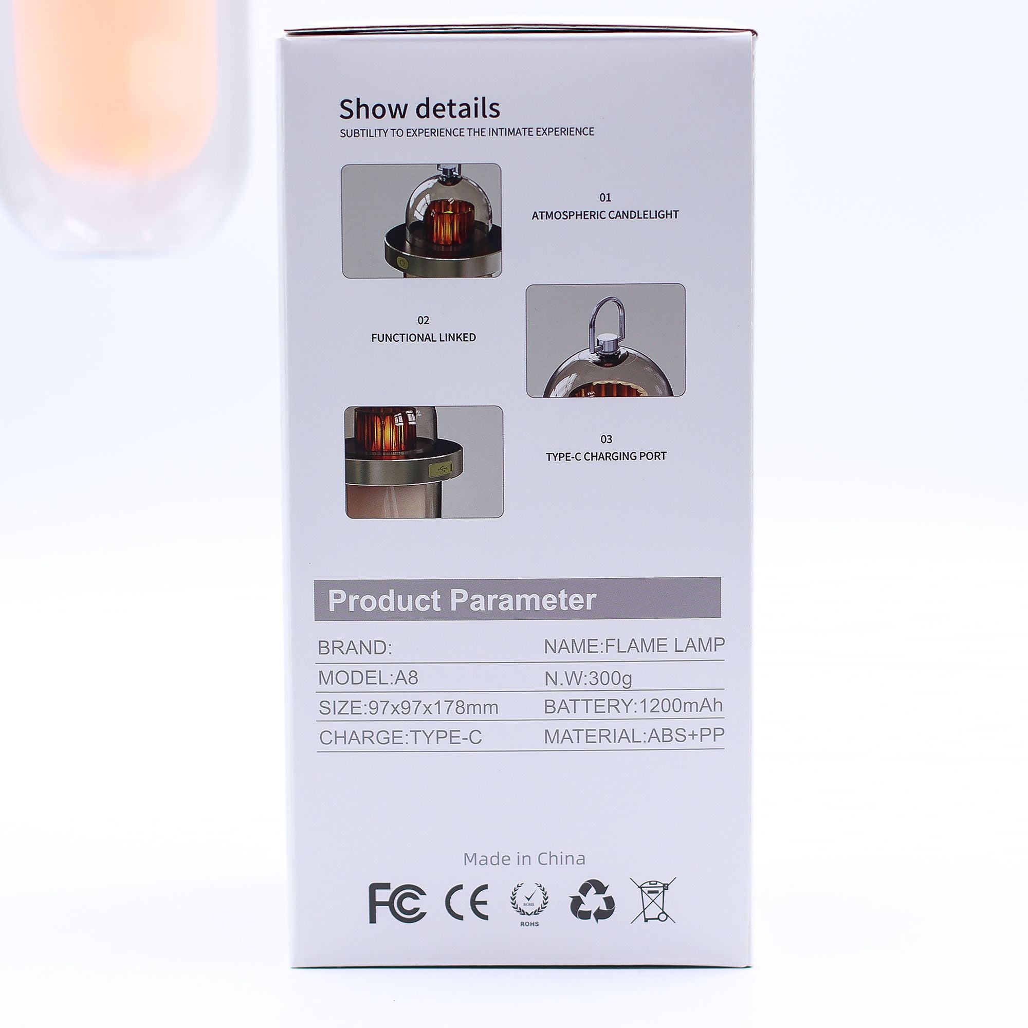 Lamp Effeith Fflam Awyr Agored - Gwyn USB - Gwefradwy C - Lliw Lluosog - [Pebyll Bell]