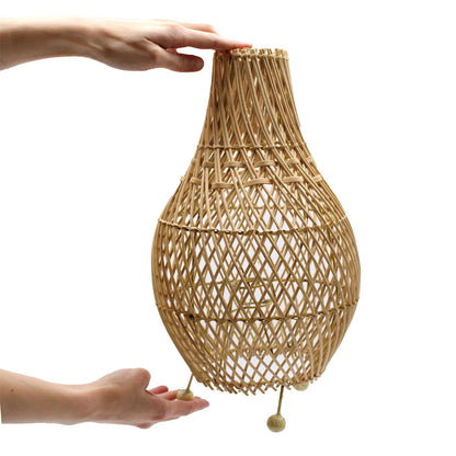 Lampau Bwrdd Rattan - Naturiol - [Pebyll Cloch]