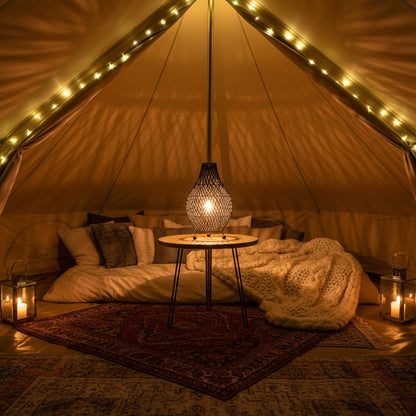Lampau Bwrdd Rattan - Naturiol - [Pebyll Cloch]