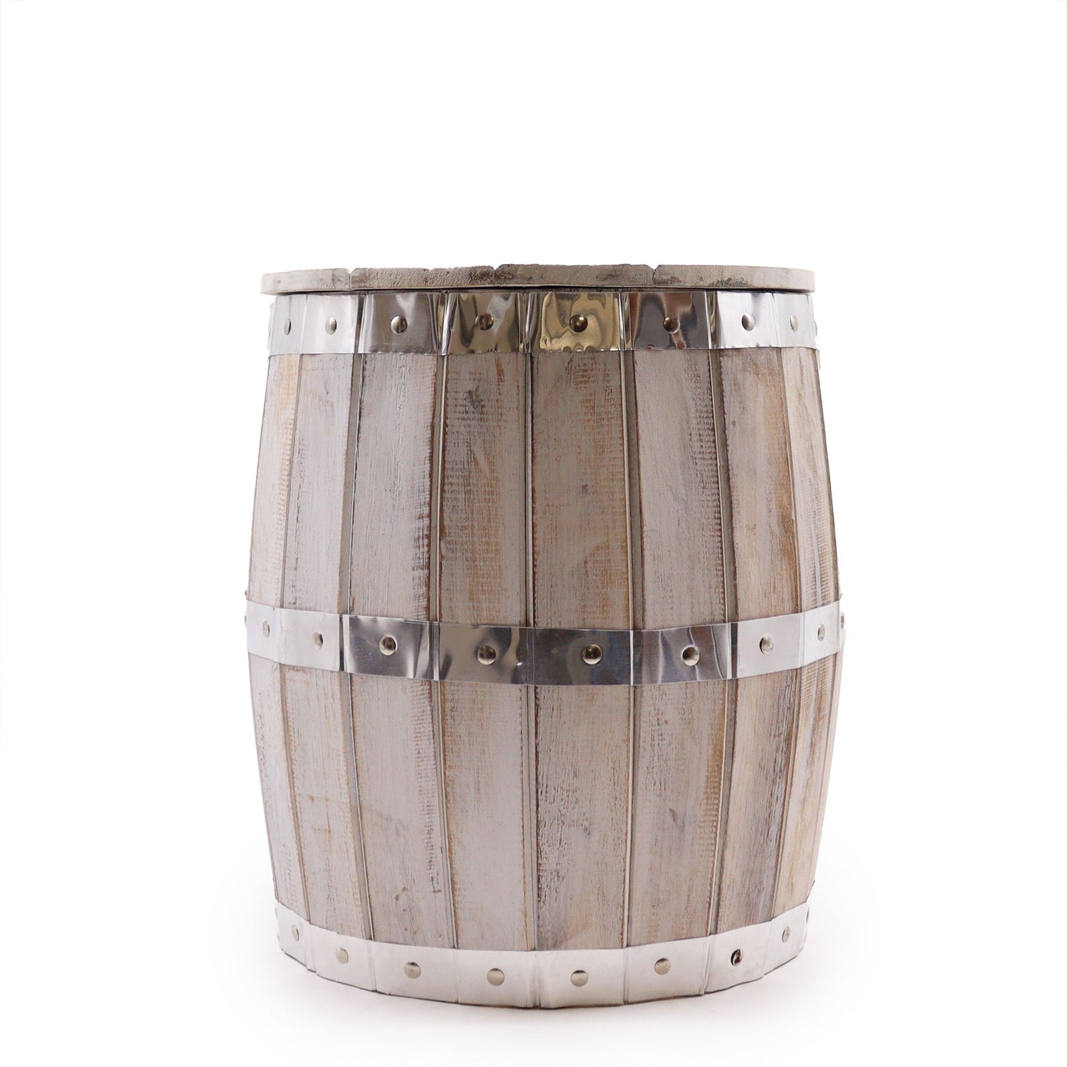 Beer Barrel Stool – Whitewash Wood 38 x 32 cm - [Bell Tents]