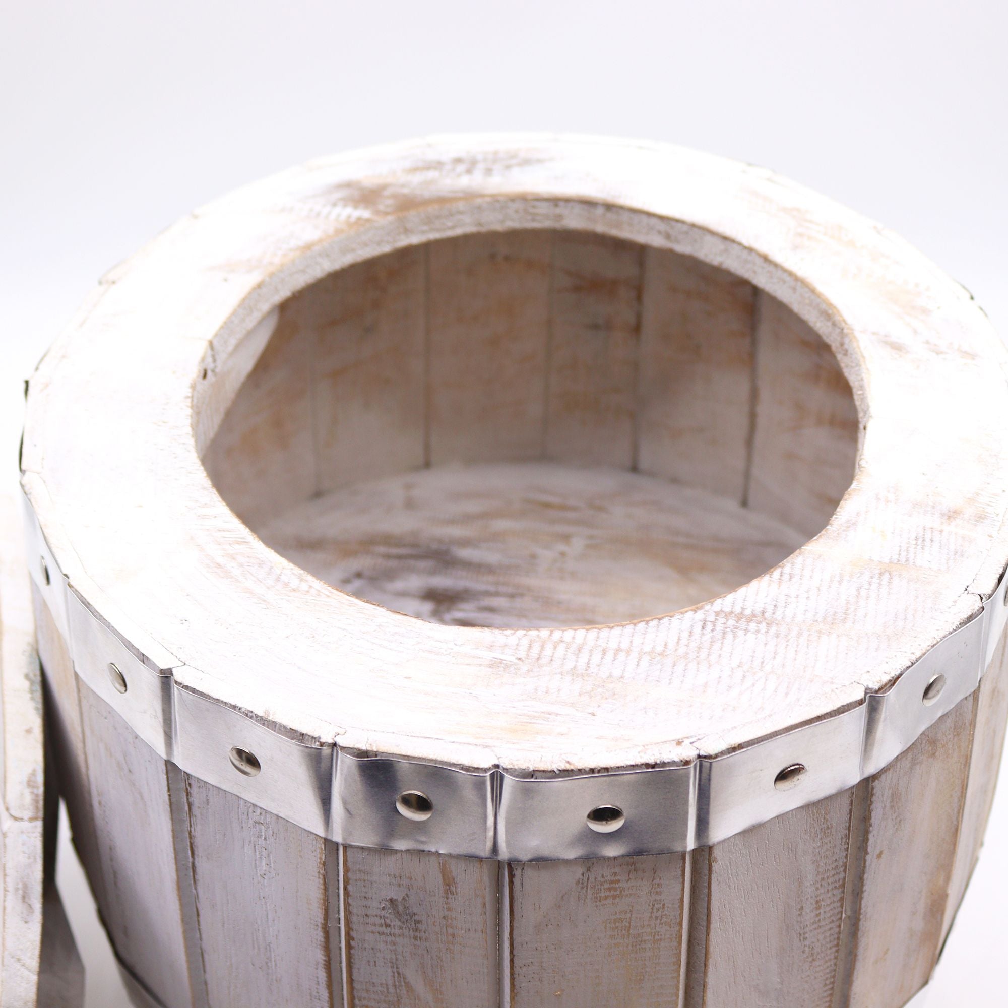 Beer Barrel Stool – Whitewash Wood 38 x 32 cm - [Bell Tents]
