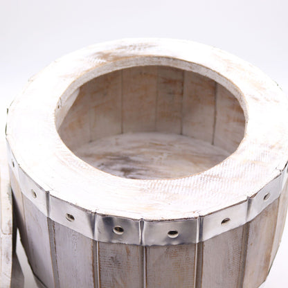 Beer Barrel Stool – Whitewash Wood 38 x 32 cm - [Bell Tents]